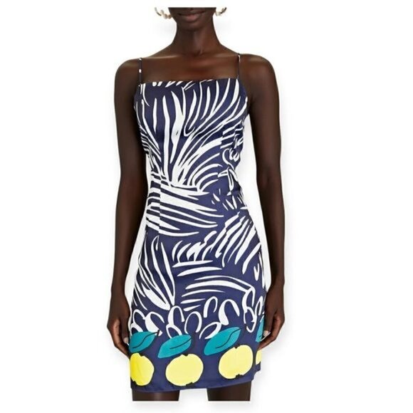 NWT Staud Lemons Printed Satin Mini Dress, size 0 - Picture 1 of 16